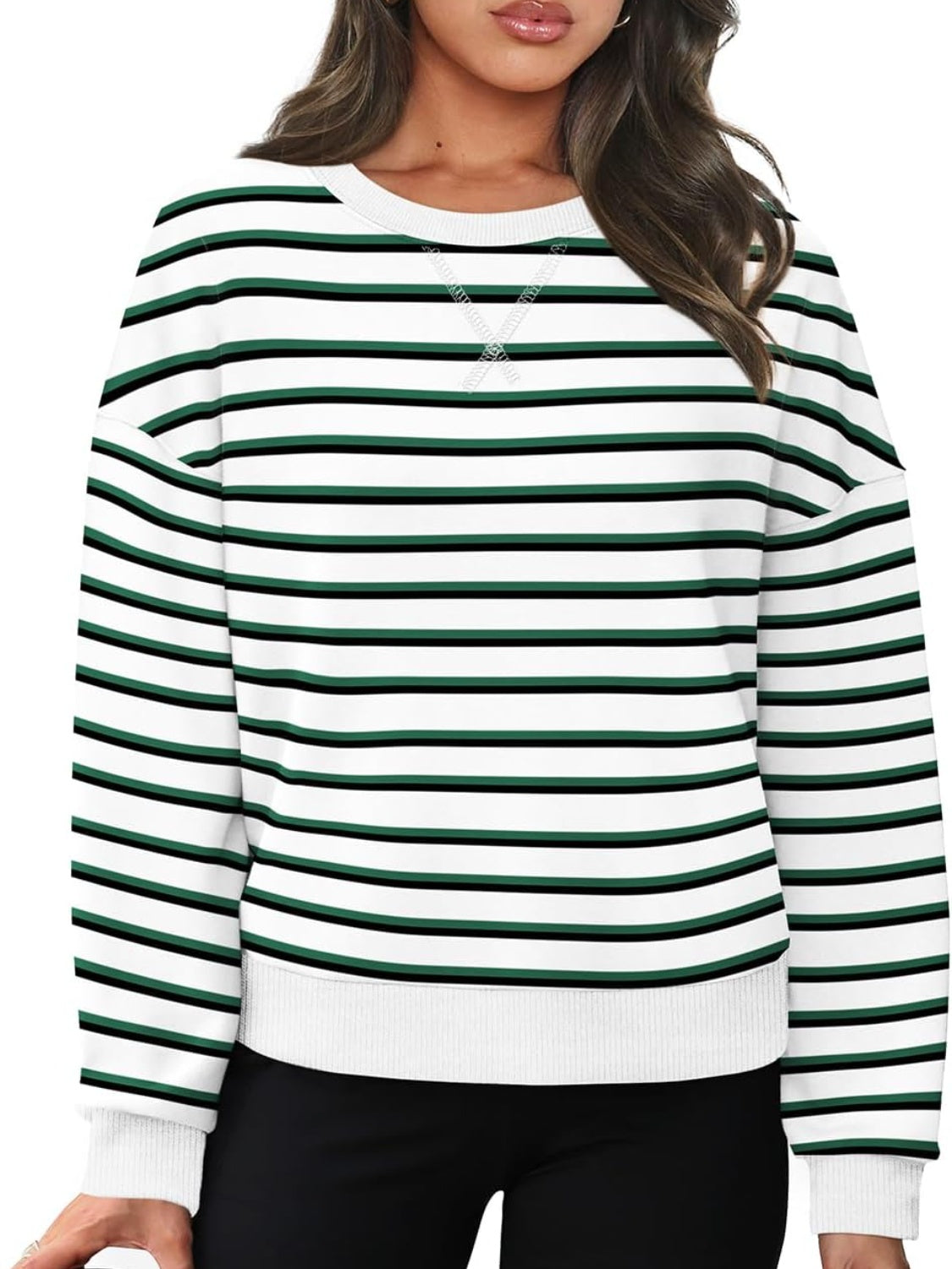 Andrea® | Lovelet striped long sleeve crew neck sweatshirt