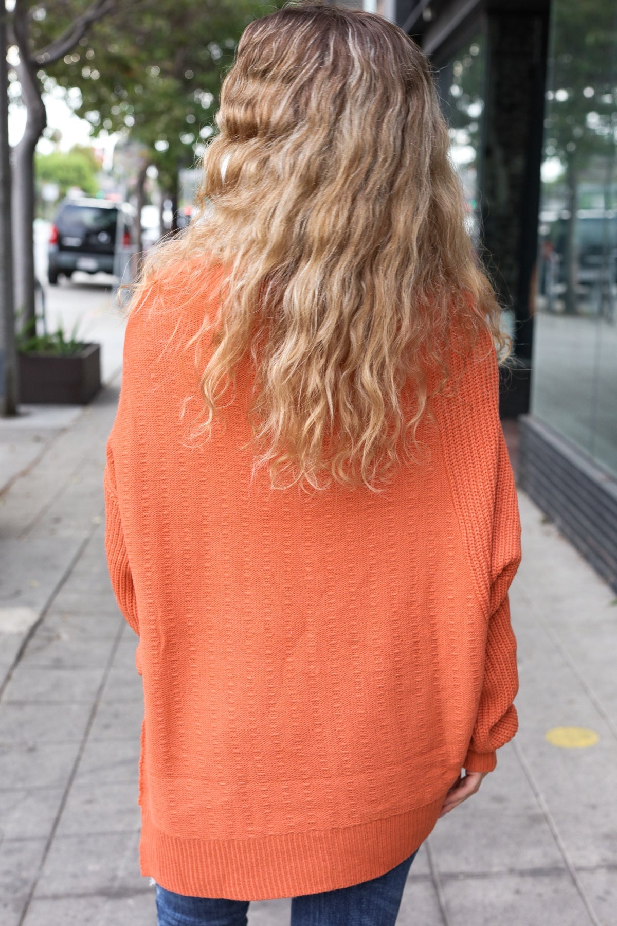 Vanessa® | Autumn Vibes Pumpkin Asymmetrical Knit Sweater