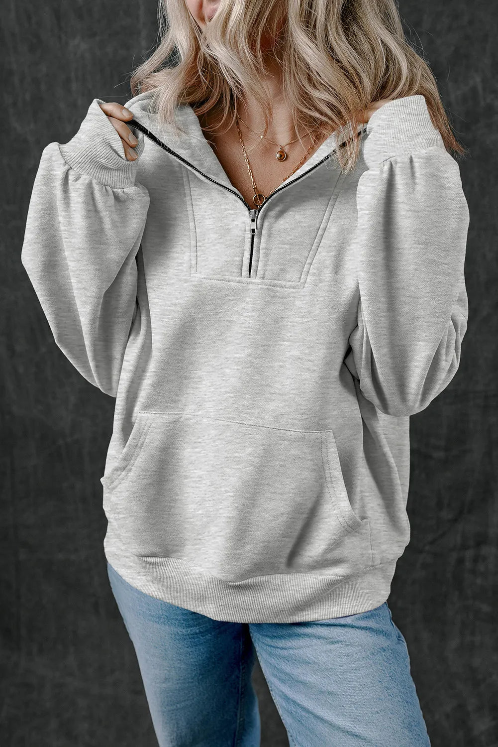 Adriana® | Long sleeve half zip sweatshirt