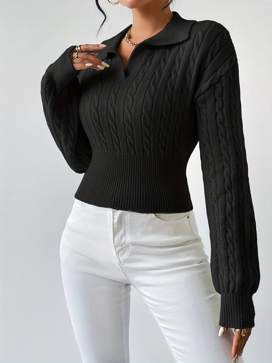 Adelina® | Twisted, structured knitted V-neck sweater