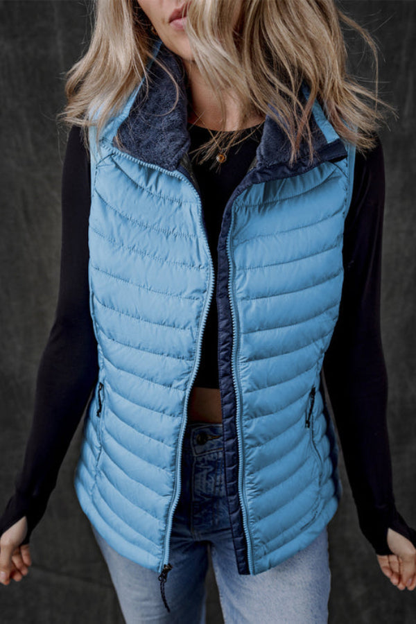 Alyssa® | Quilted vest with zip and plush collar