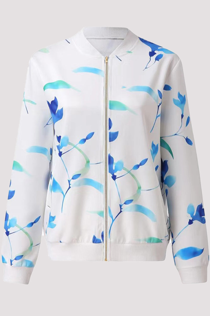 Zoe® | Casual outerwear with floral patchwork and O-neck