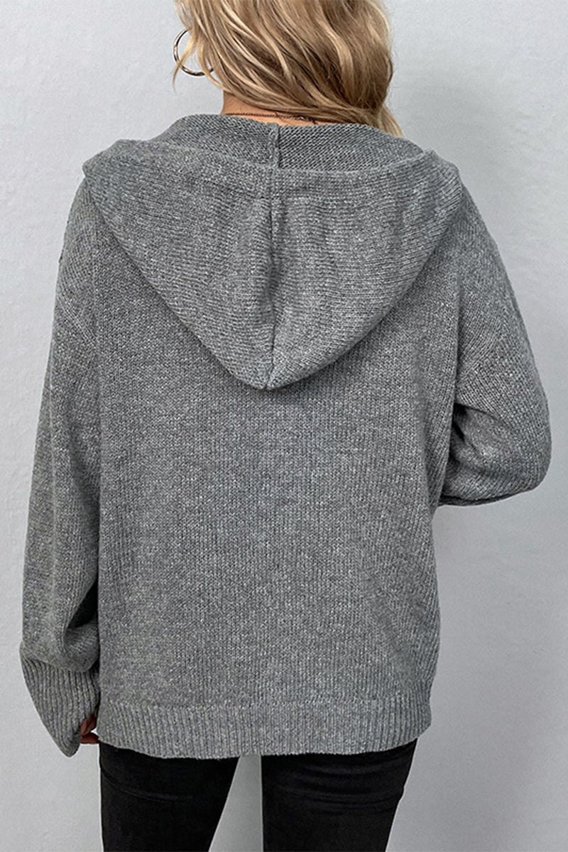 Alma® | Casual tops with plain buttons and hooded collar