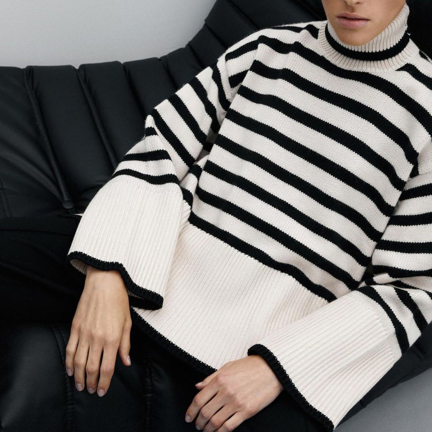 Zara® | Oversized striped turtleneck sweater