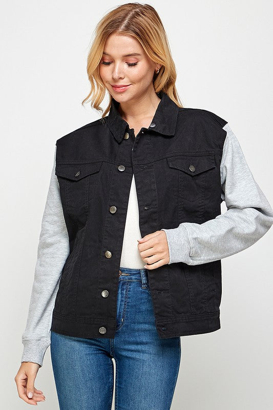 Aneta® | Women's denim jacket with fleece hoodies