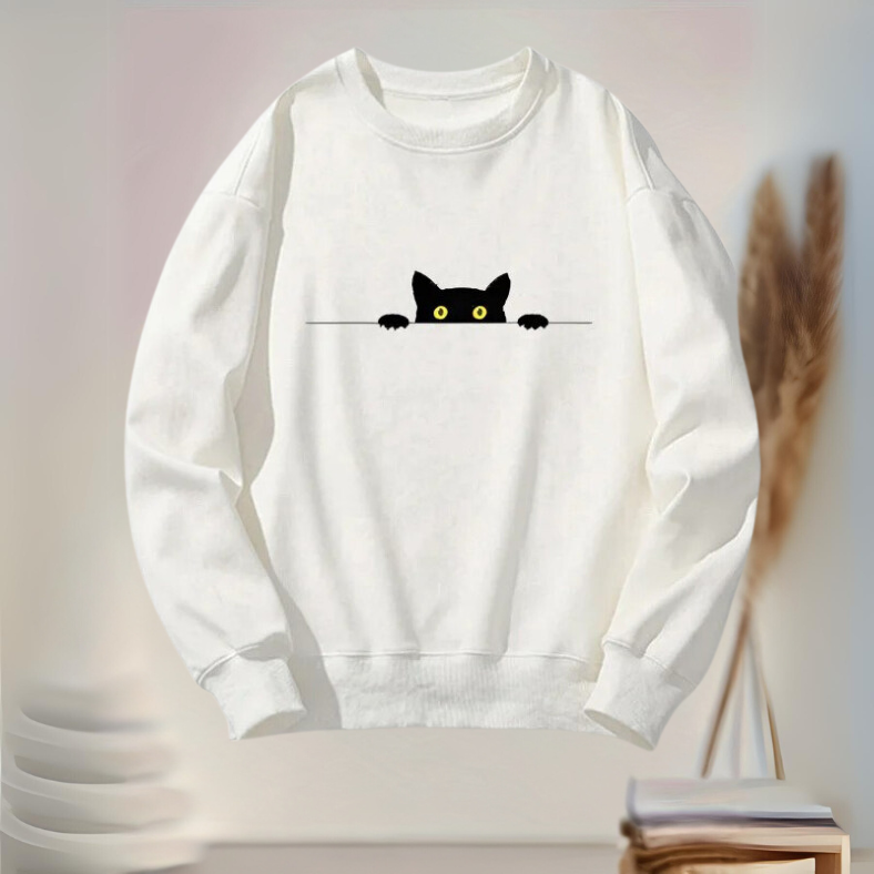 Zuleyka® | Comfortable women's sweatshirt with a black cat print