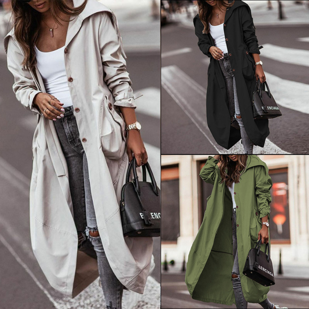 Yoselin® | Oversized long hooded coat for women