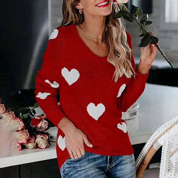 Alondra® | Women's knitted sweater with a heart pattern