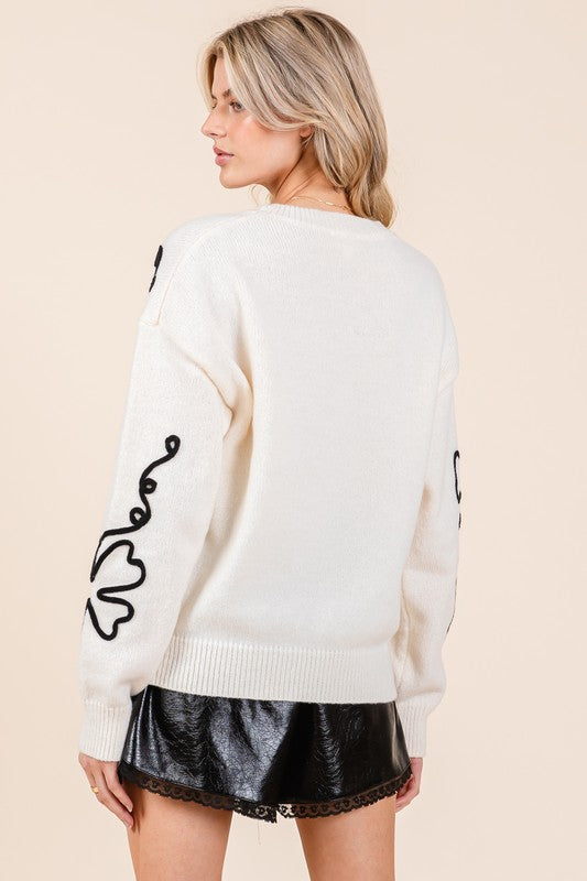 Adriana® | Knitted sweater with floral embroidery