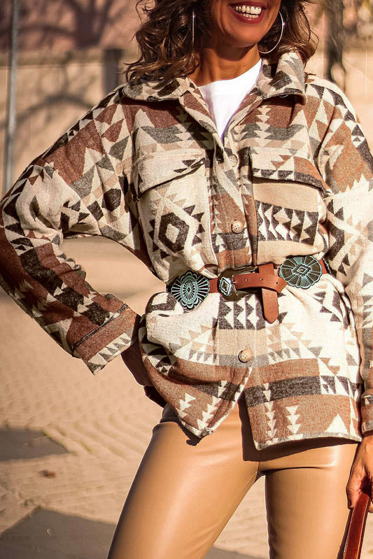 Anemone® | Brown retro jacket with geometric print