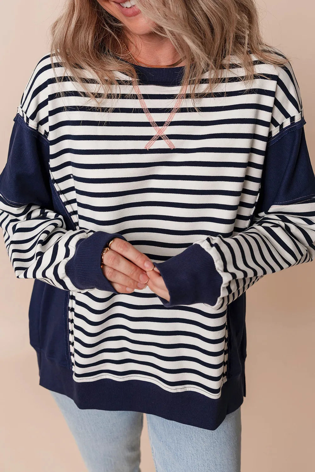 Vera® | Striped long-sleeved crew neck sweatshirt