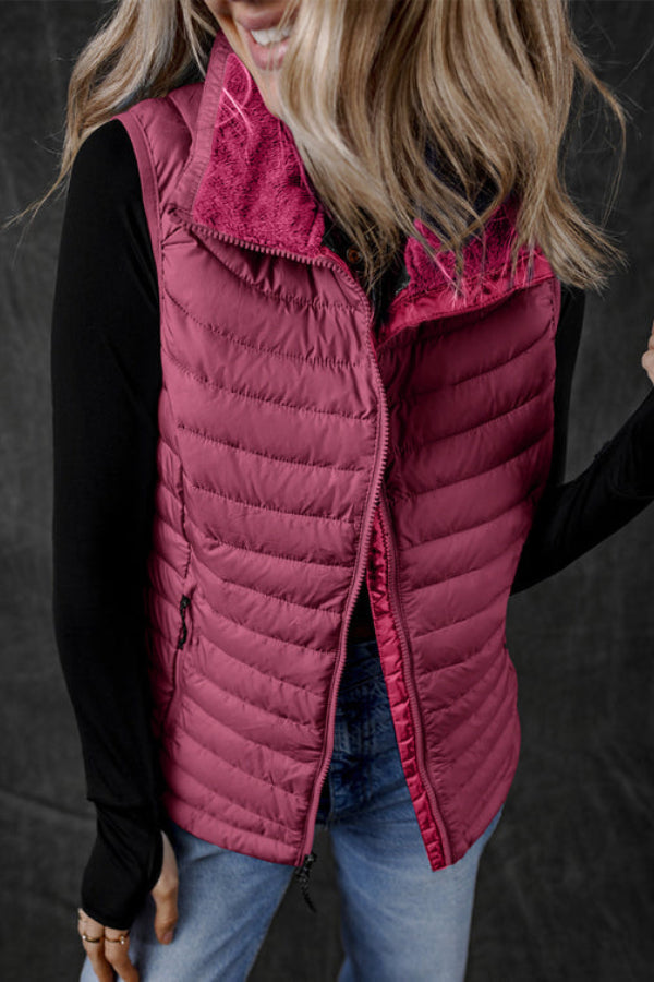 Alyssa® | Quilted vest with zip and plush collar