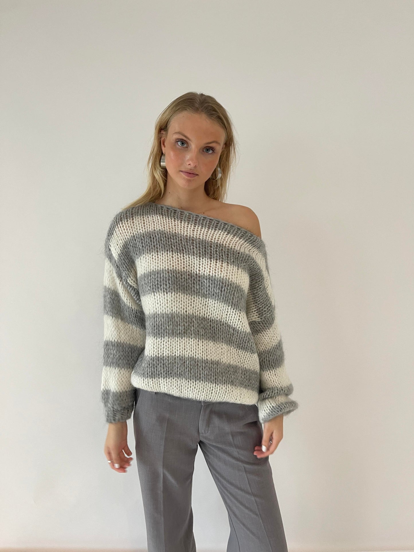 Zulema® | Striped loose sweater with a bateau neckline