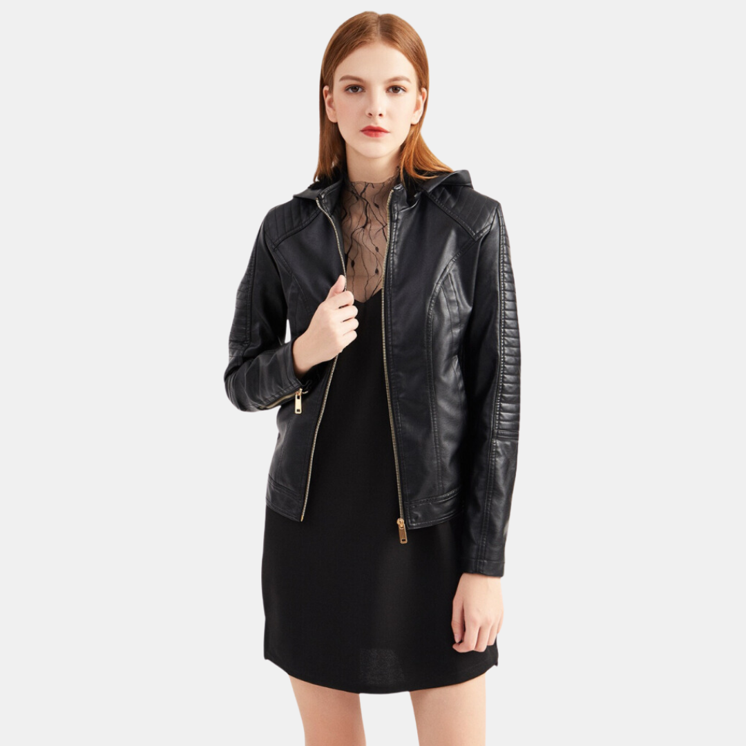 Alondra® | Women's leather jacket with hood