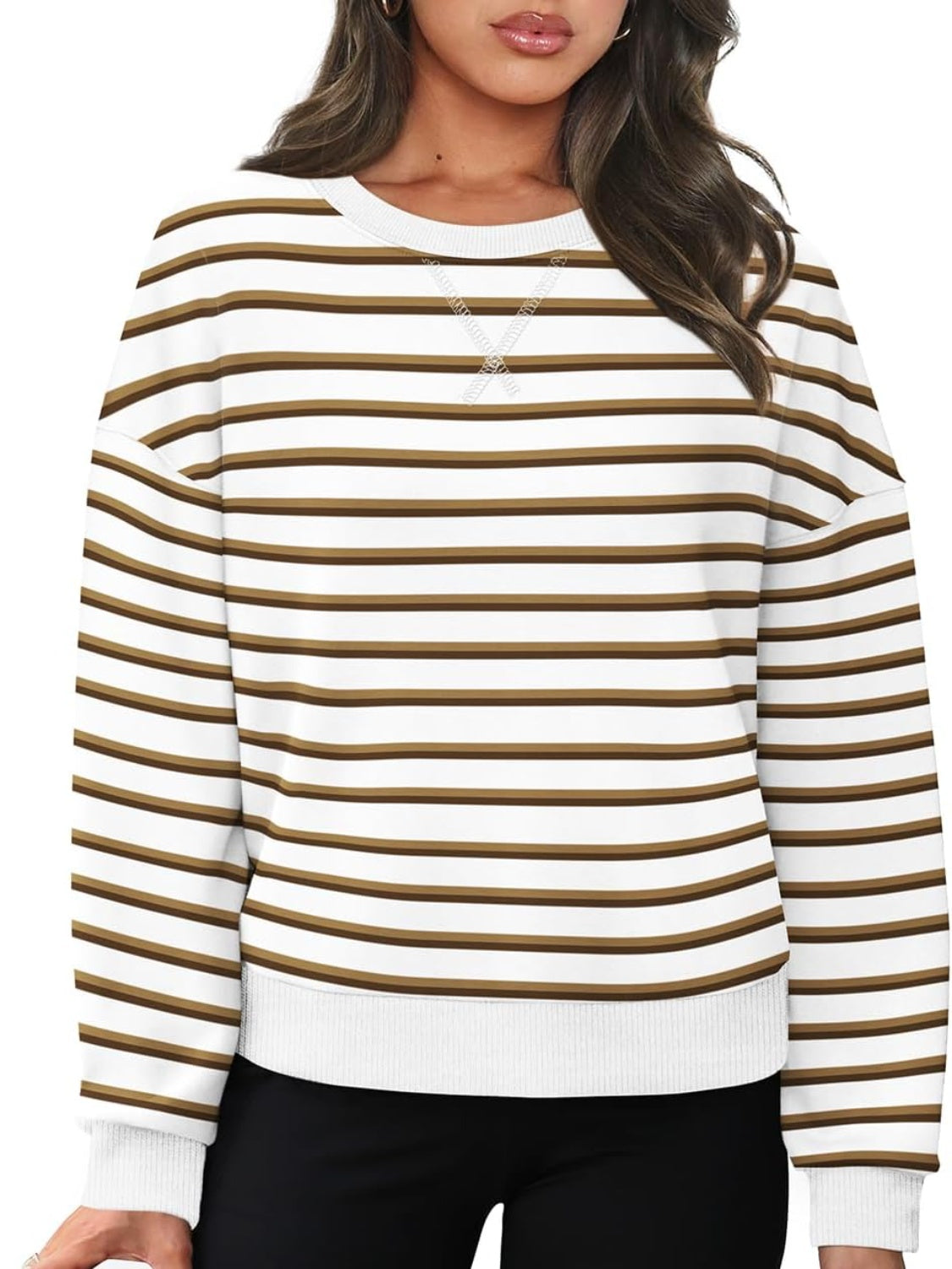 Andrea® | Lovelet striped long sleeve crew neck sweatshirt