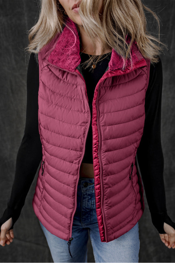 Alyssa® | Quilted vest with zip and plush collar