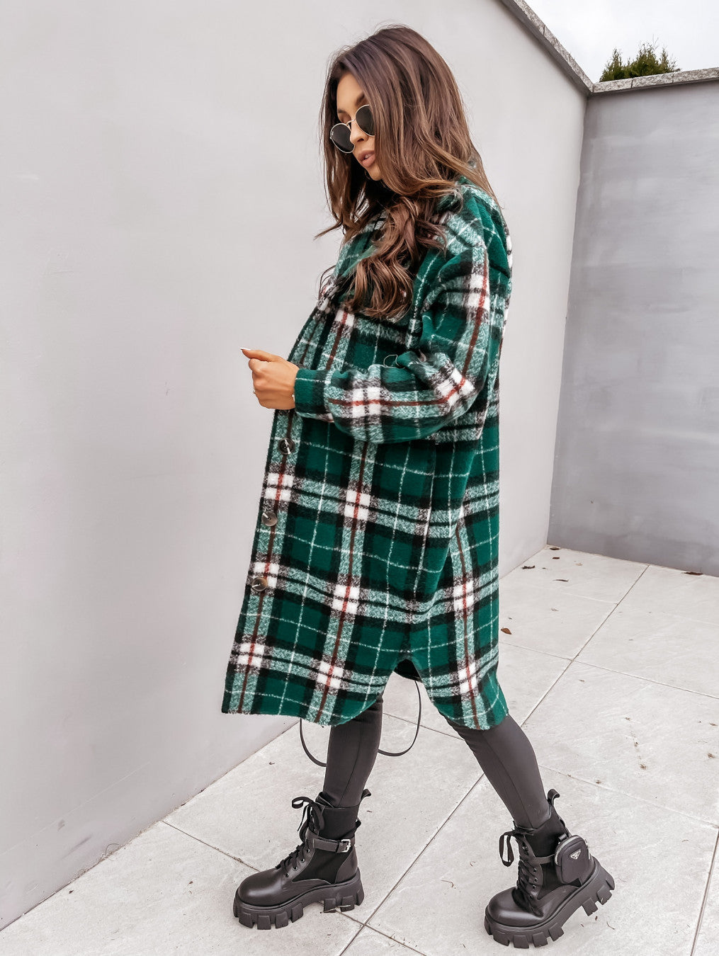 Amelia® | Long Sleeve Checked Printed Warm Jacket