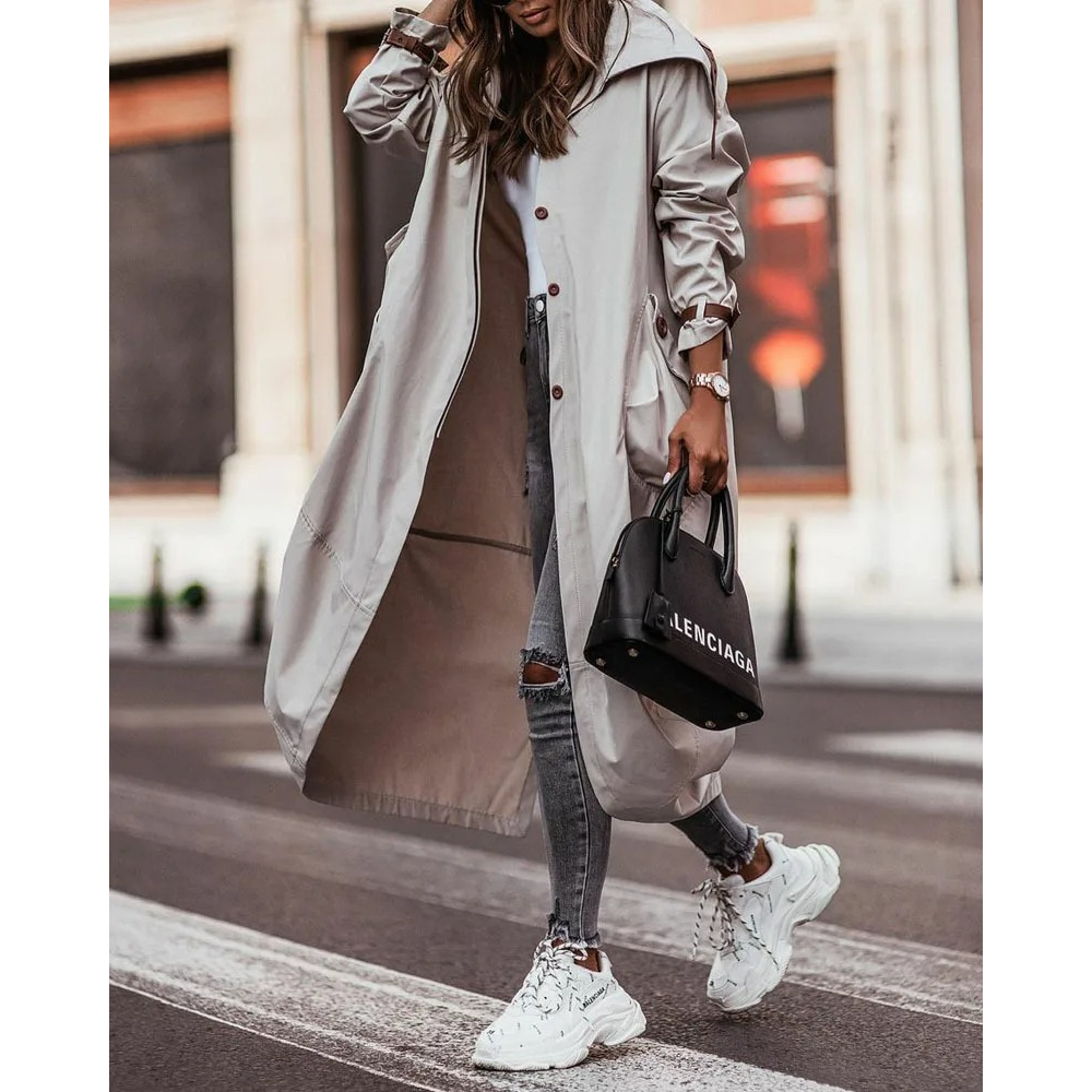 Yoselin® | Oversized long hooded coat for women