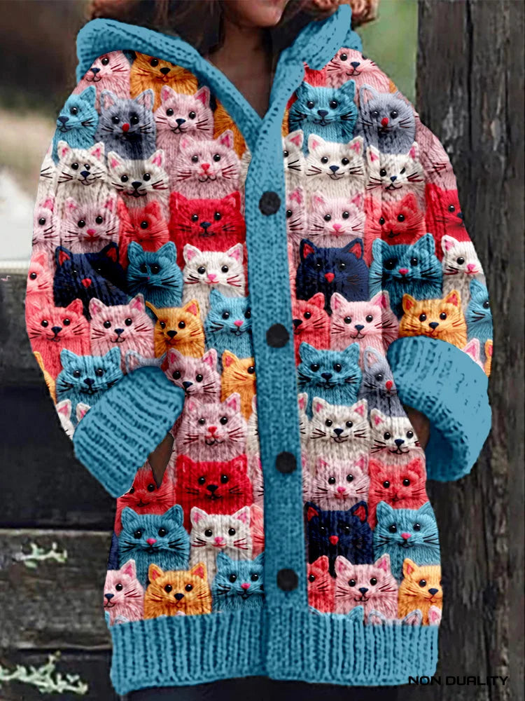 Yanet® | Colorful knitted cat cardigan