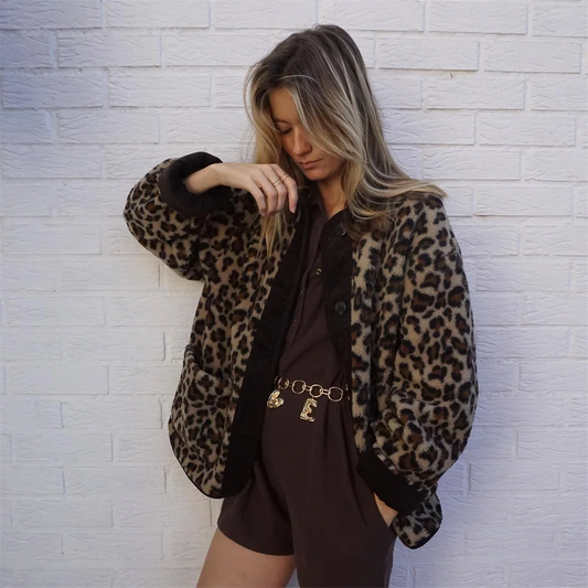 Angelica® | Leopard fleece jacket. Comfortable and stylish outerwear for women