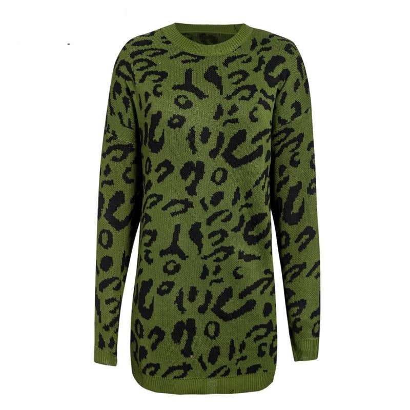 Amelia® | Casual leopard print sweater long sleeves