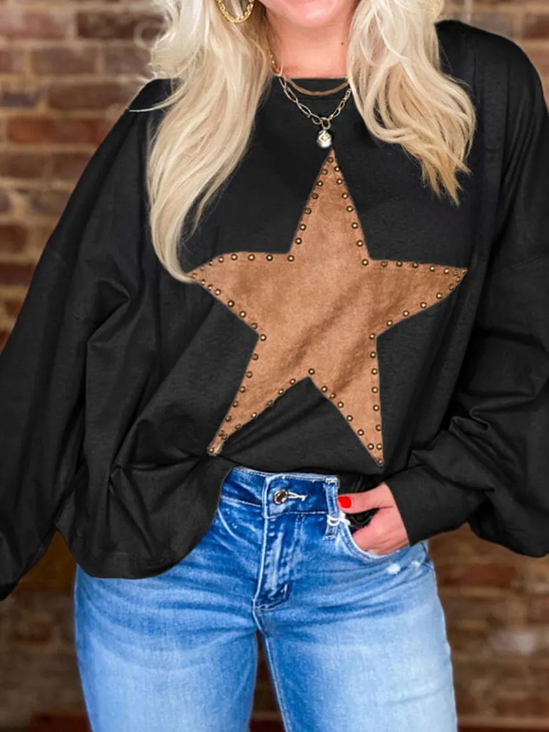 Vera® | Long-sleeved blouse with a star crew neck