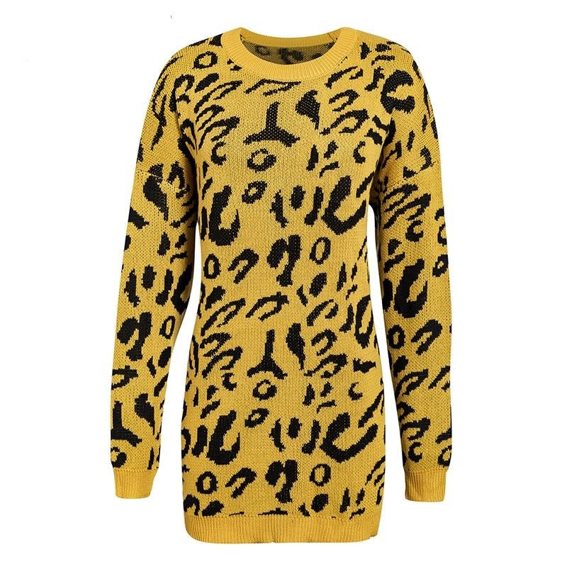 Amelia® | Casual leopard print sweater long sleeves