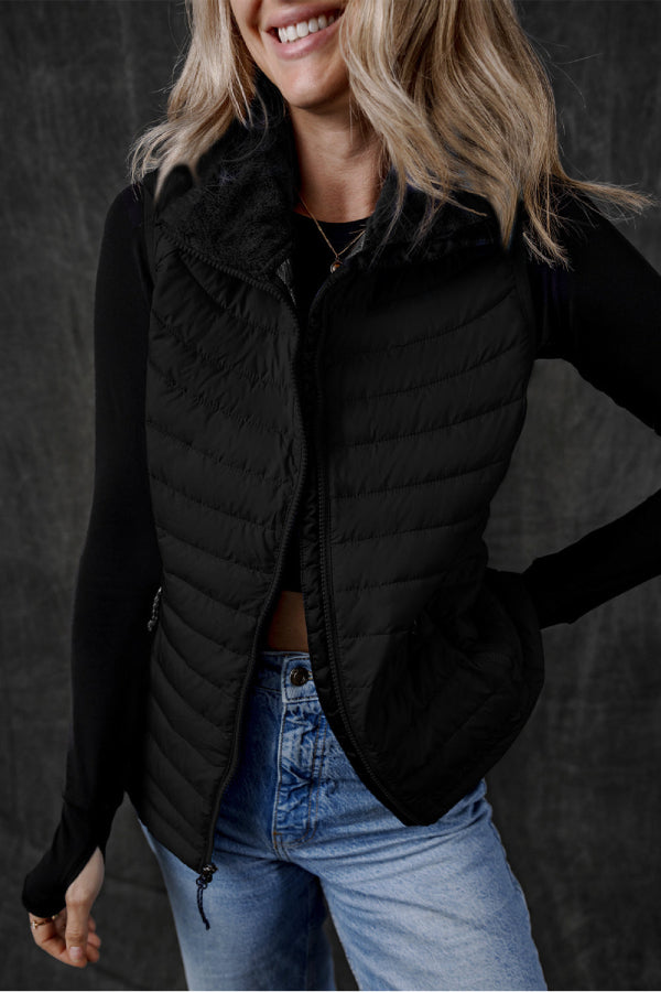 Alyssa® | Quilted vest with zip and plush collar