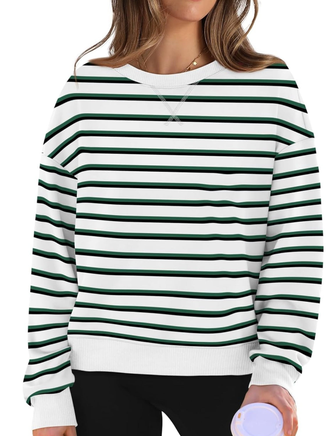 Andrea® | Lovelet striped long sleeve crew neck sweatshirt