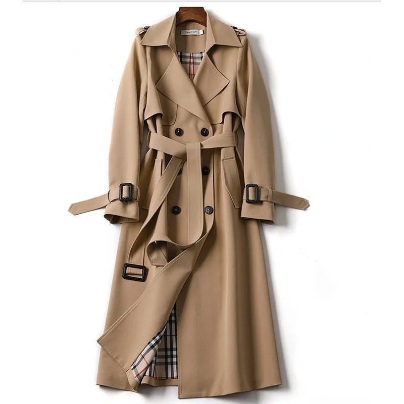 Zaida® | Classic long double-breasted women's coat with belt