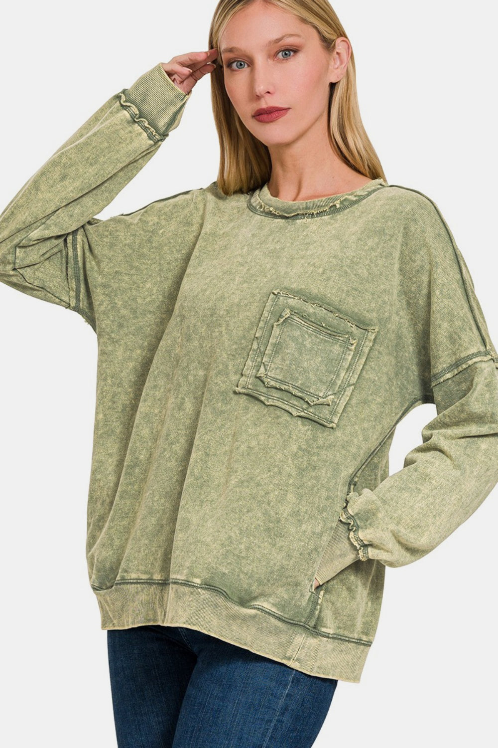 Alma® | Sweatshirt with an exposed seam and a crew neck and dropped shoulders