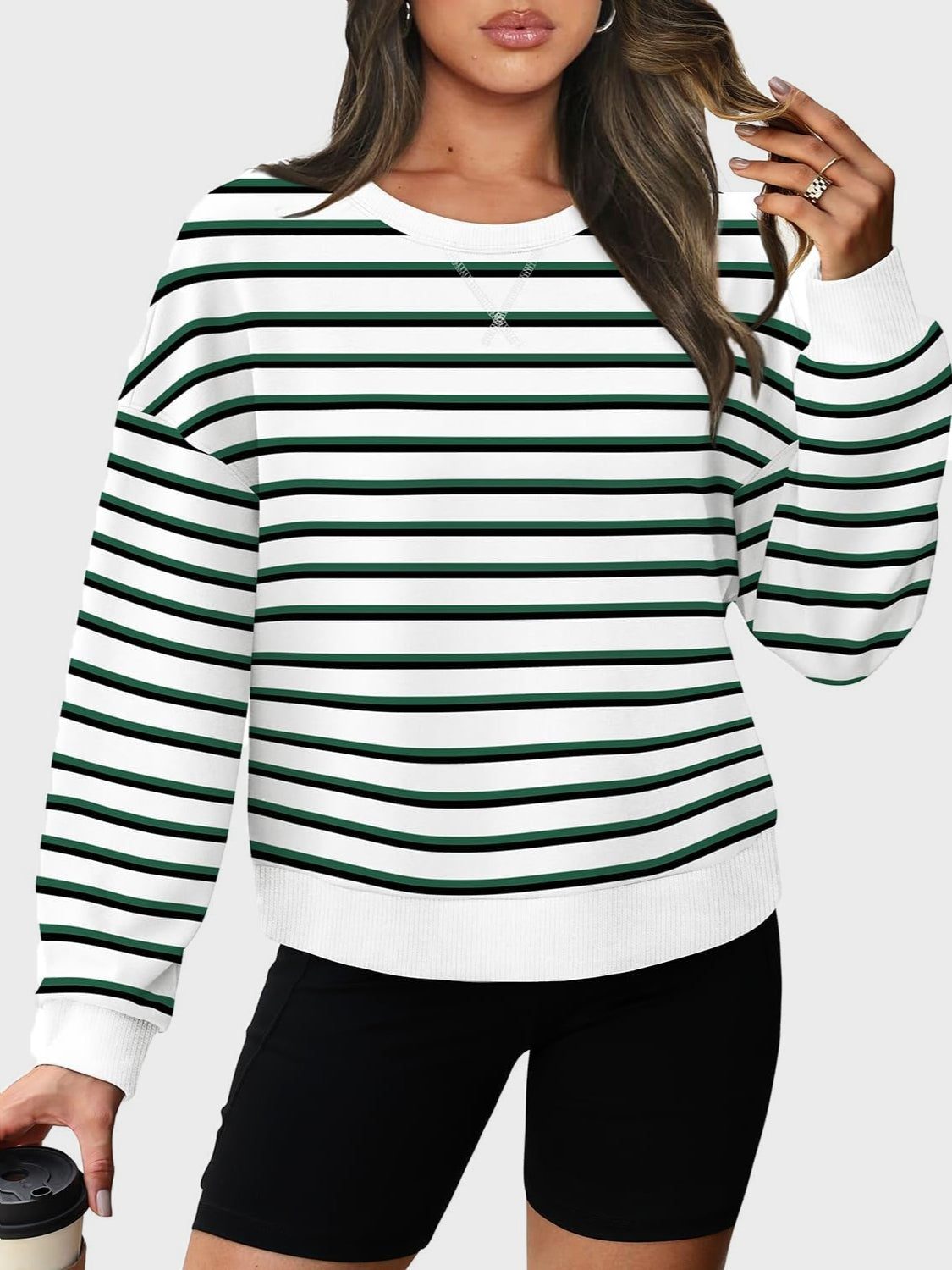 Andrea® | Lovelet striped long sleeve crew neck sweatshirt