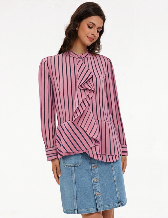 Yolanda® | Elegant striped blouse with ruffles