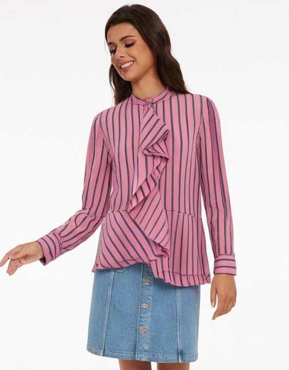 Yolanda® | Elegant striped blouse with ruffles