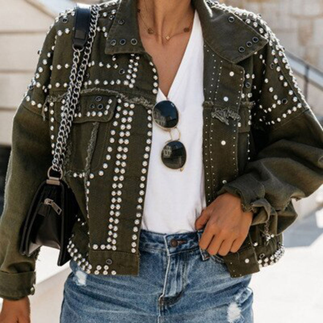 Vanesa® | Short vintage style women's jacket with rivets