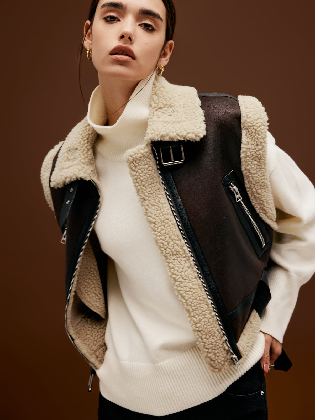 Andrea® | Short leather jacket with fur