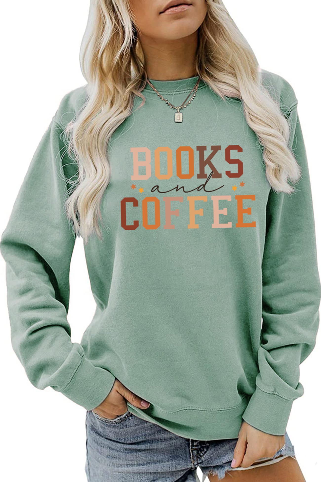 Alicia® | Books Coffee Letters Printed Sweatshirts