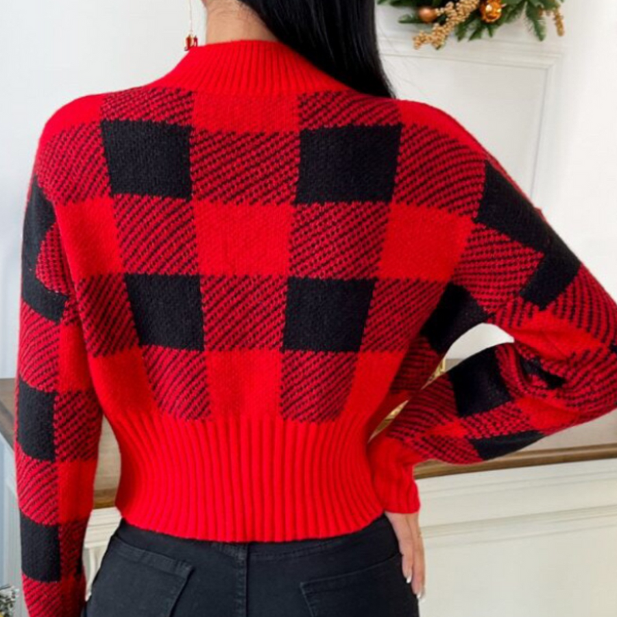 Valeria® | Stylish women's sweater with a checked pattern