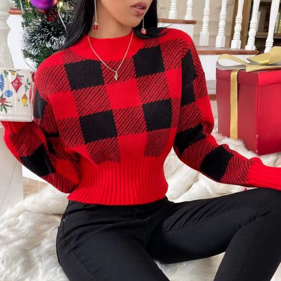 Valeria® | Stylish women's sweater with a checked pattern