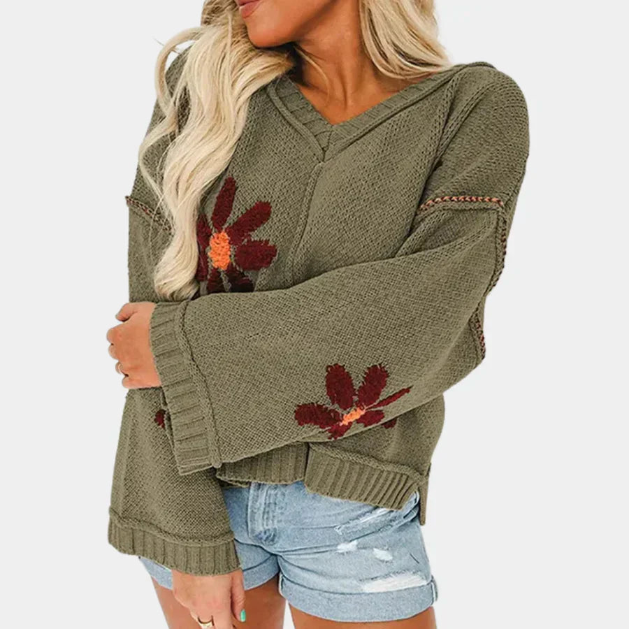 Ana Maria® | Women's knitted sweater with a floral pattern