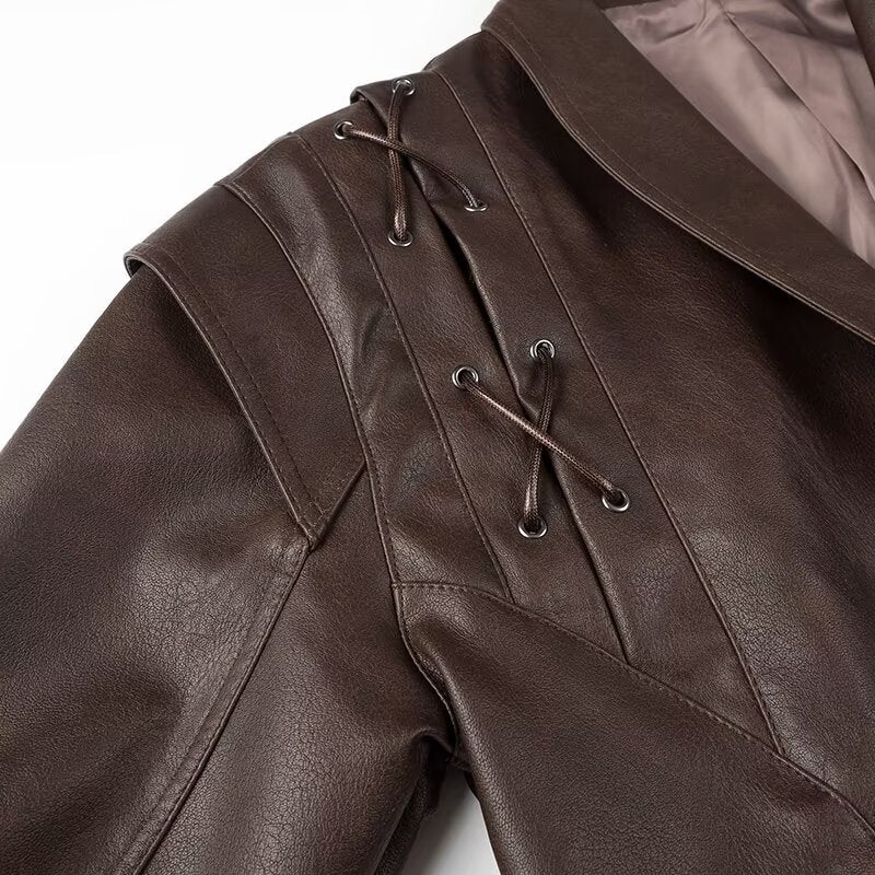 Yolanda® | Eco-leather jacket with decorative laces