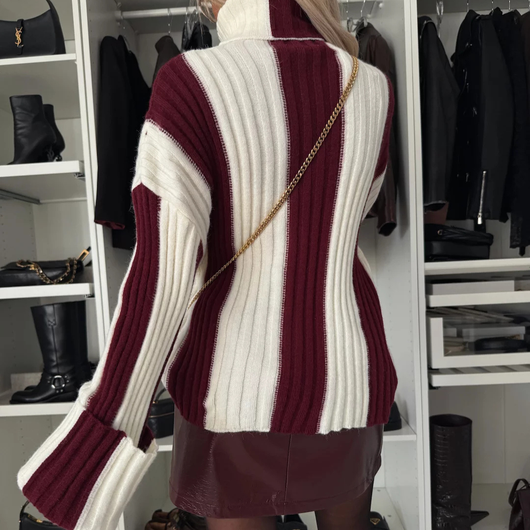 Vera® | Striped knitted sweater with a turtleneck