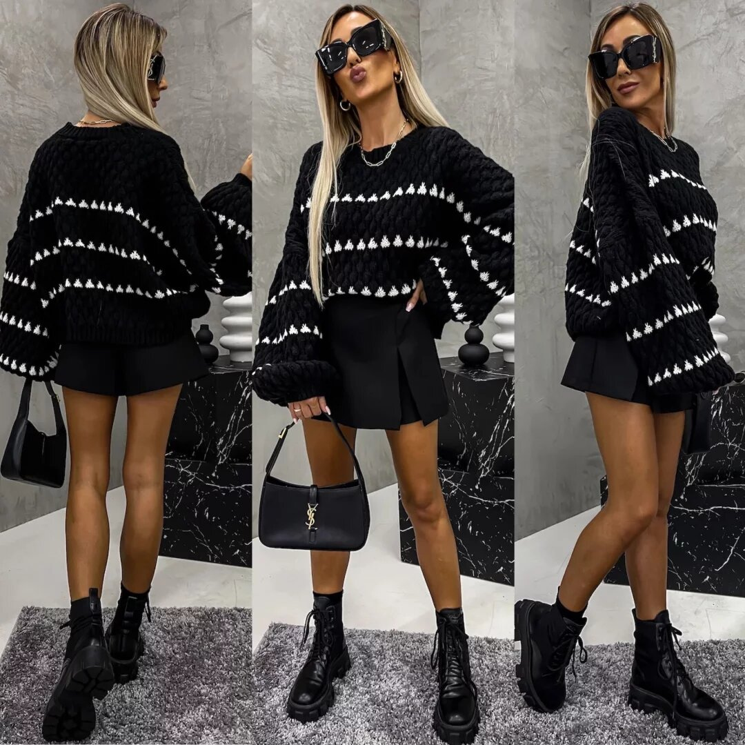 Zaida® | Black and white knitted sweater