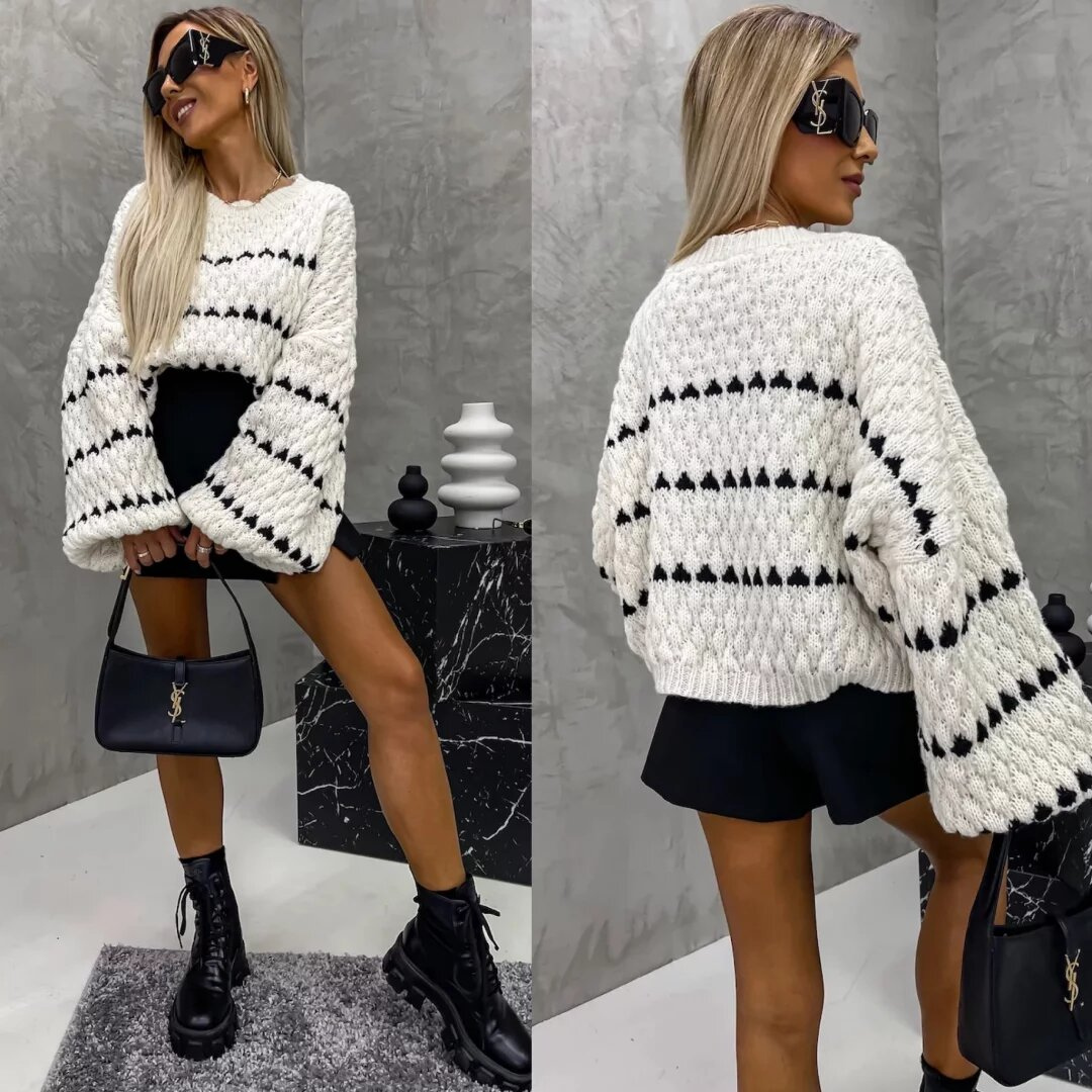 Zaida® | Black and white knitted sweater