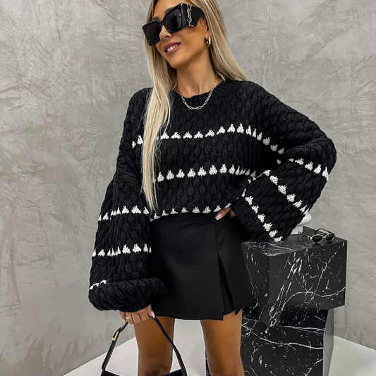 Zaida® | Black and white knitted sweater