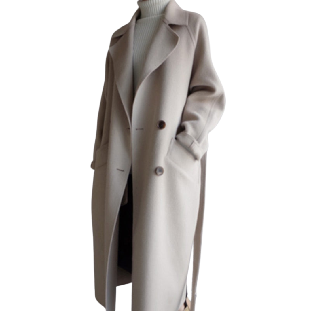 Zaida® | Long wool winter coat with gordel