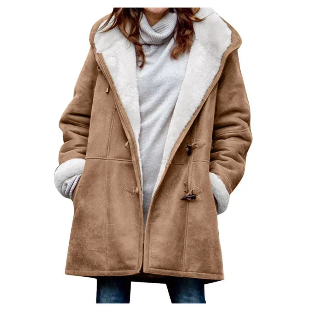 Vanesa® | Premium fleece suede jacket with half-length hood