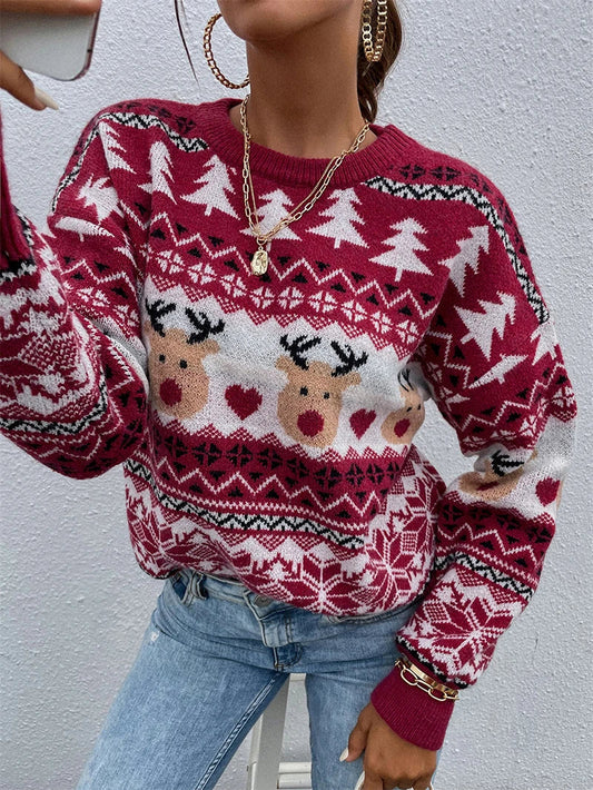 Ana® | Teresa Christmas sweater with reindeer and snowflakes