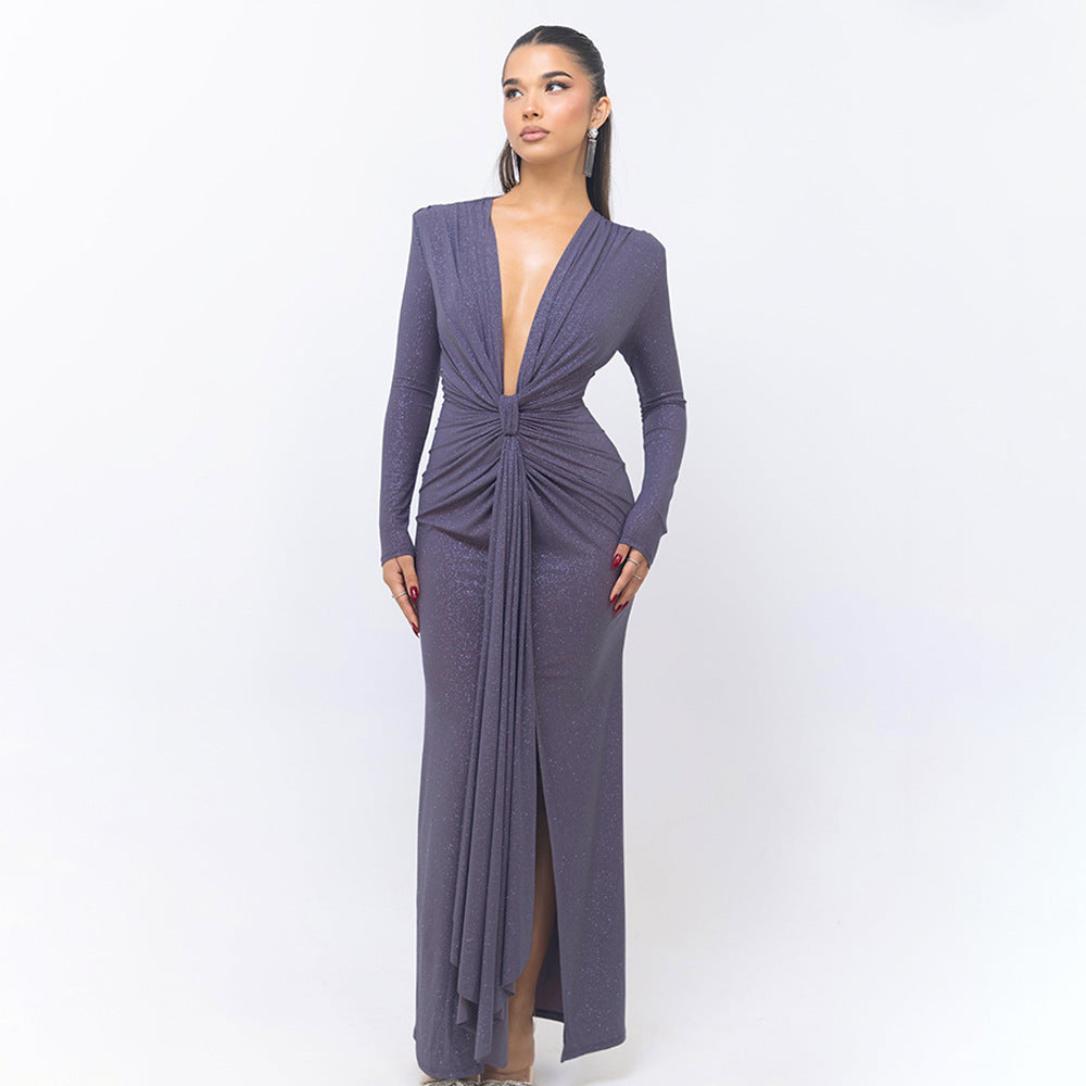 Vera® | Glittery V-neck maxi dress