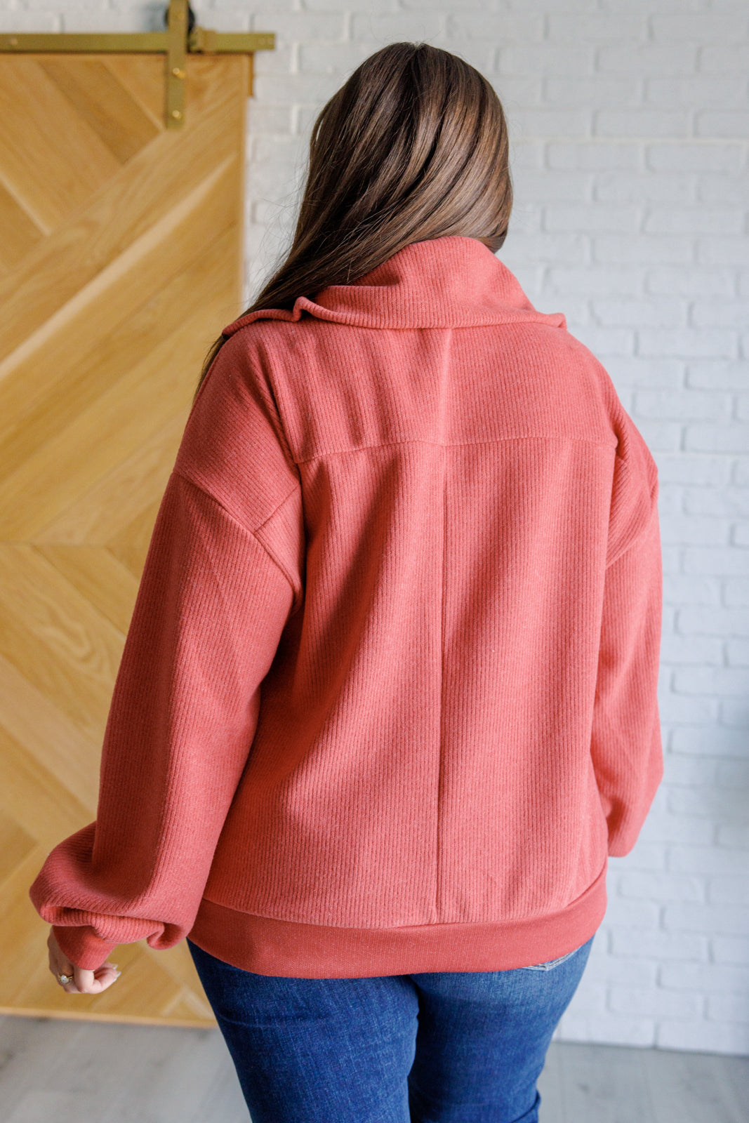 Alma® | Quiete the Impression half zip sweater in rust